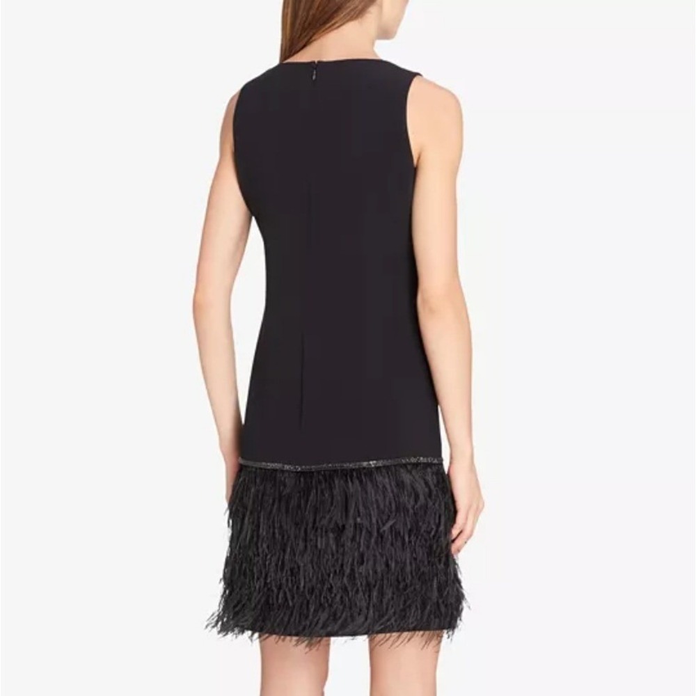 Tahari ASL‎ Embellished Feather-Hem Sheath Dress in Black sz 6 - Picture 2 of 5